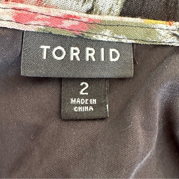 TORRID lace up skater rose floral print gauze woven fabric 2X - Picture 8 of 10